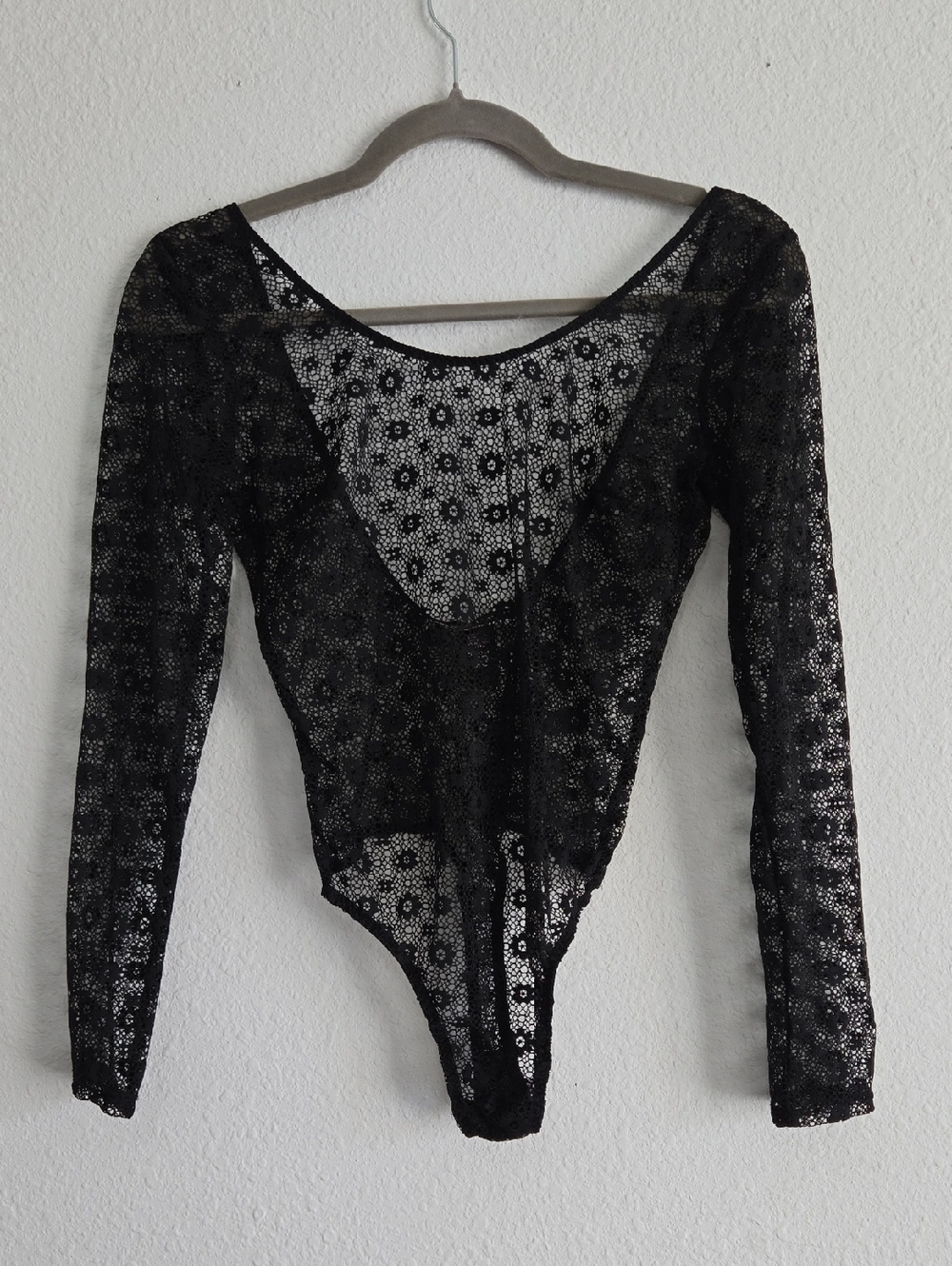 Victoria's Secret Black Lace Long-Sleeve Bodysuit Size XS